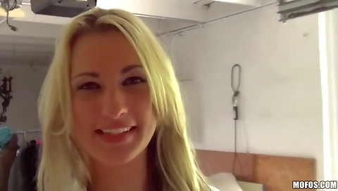 Hot blondie gets her tight pussy fucked