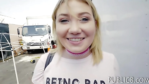 Sexy blonde's first time with her pussy